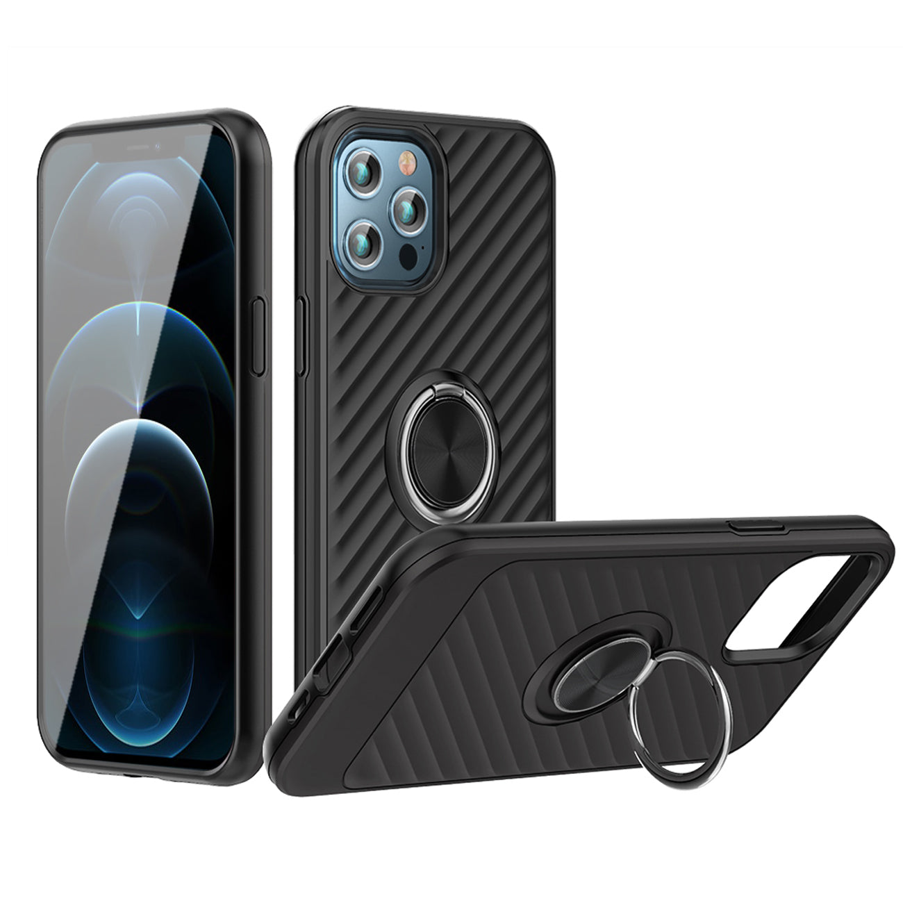 Phone Case with Ring Holder APPLE IPHONE 12/IPHONE 12 PRO In Black